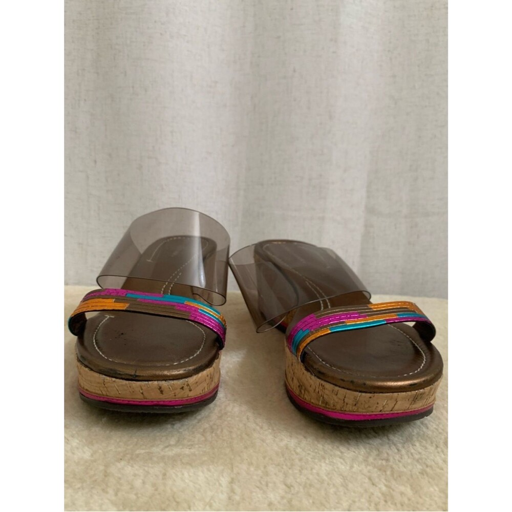 Donald J Pliner Sabrina Cork Rainbow Clear Strap Wedge Sandals Multicolor Accent - Picture 6 of 8